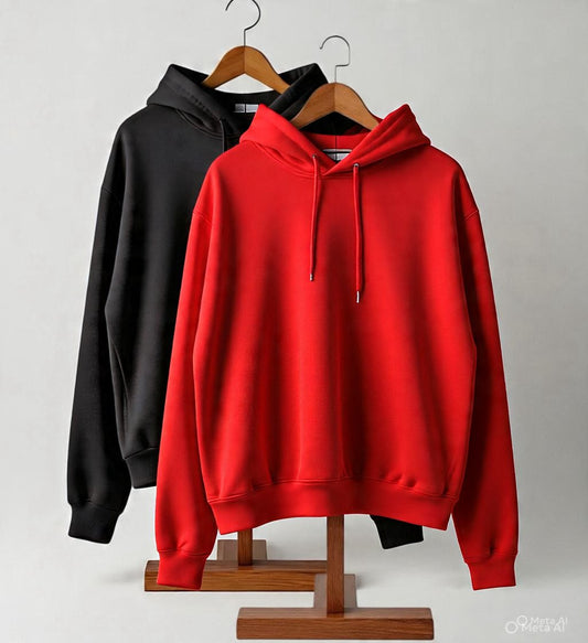 Pack of 2 Premium Hoodies – Ultimate Comfort & Style Combo (Black&Red)