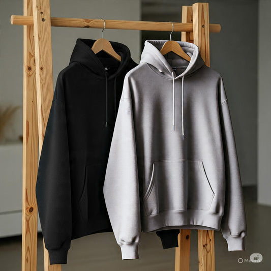 Pack of 2 Premium Hoodies – Ultimate Comfort & Style Combo (Black & Gray)